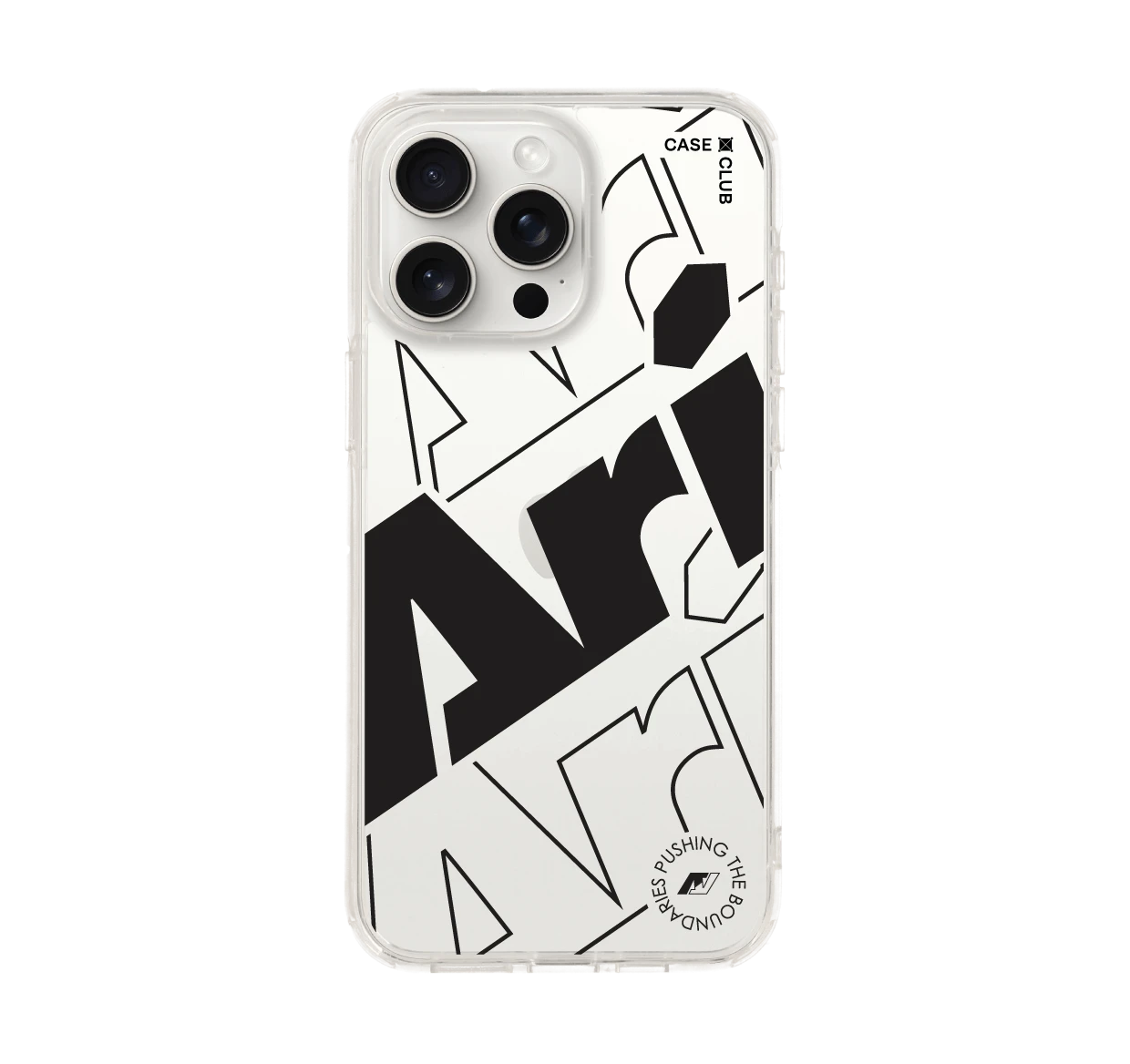 iphone 15 pro max clear case ari logomania black